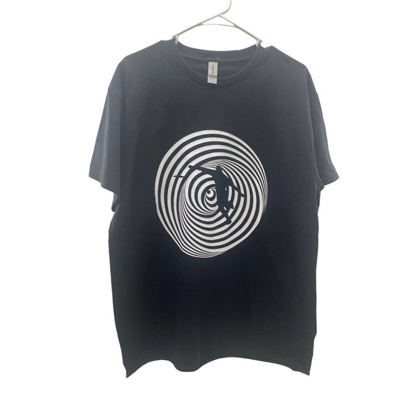 Disc Golf Shirt VERTIGO SWIRL Discgolfer Vinyl Custom Logo L T-Shirt Black - Picture 5 of 7